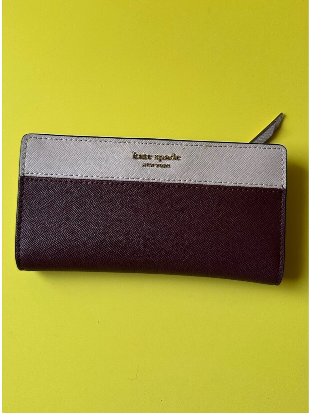 Kate Spade New York Cameron Large Bifold Slim Wallet Burgundy Light Pink